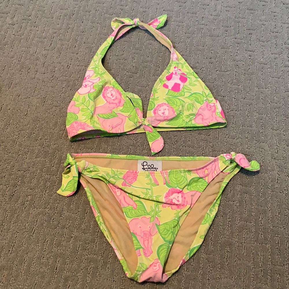 Lily Pulitzer size 6 lime and pink halter bikini